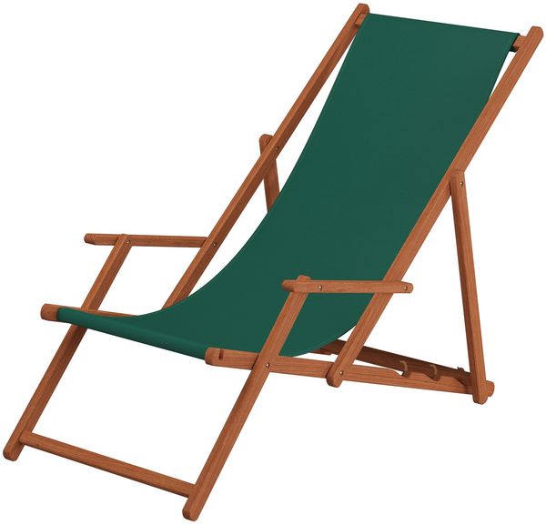 Liegestuhl Sonnenliege grün Fußablage Gartenliege Holz Deckchair Strandstuhl Gartenmöbel 10-304 F Bild 3