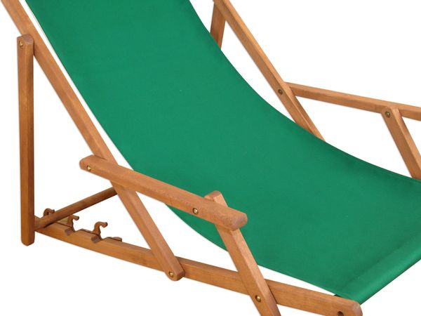 Liegestuhl Sonnenliege grün Fußablage Gartenliege Holz Deckchair Strandstuhl Gartenmöbel 10-304 F Bild 11
