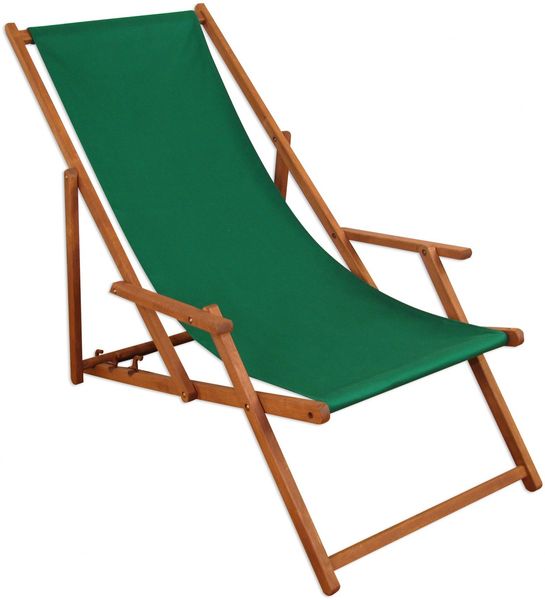 Liegestuhl Sonnenliege grün Fußablage Gartenliege Holz Deckchair Strandstuhl Gartenmöbel 10-304 F Bild 10