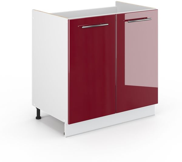 Spülenunterschrank Fame-Line Bordeaux Hochglanz 80 cm ohne Arbeitsplatte Vicco