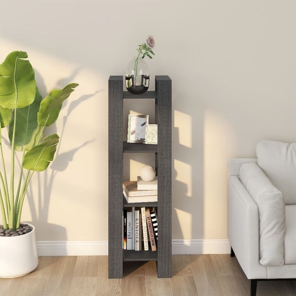 vidaXL Bücherregal/Raumteiler Grau 41x35x125 cm Massivholz Kiefer 813866