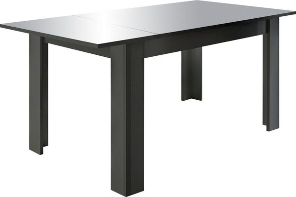 Home affaire Esstisch Dama 137x90x79 cm (BxTxH), Esszimmertisch Anthrazit Hochglanz Lack, moderner rechteckiger Küchentisch, ausziehbar, erweiterbar auf 185 cm