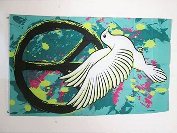 AZ FLAG - Flagge Peace And Love Graffiti - 150x90 cm - Frieden Fahne 100% Polyester mit Messing-Ösen - 110g
