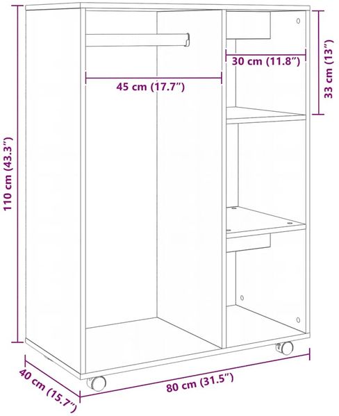 vidaXL Kleiderschrank Weiß 80x40x110 cm Holzwerkstoff 808513 Bild 9