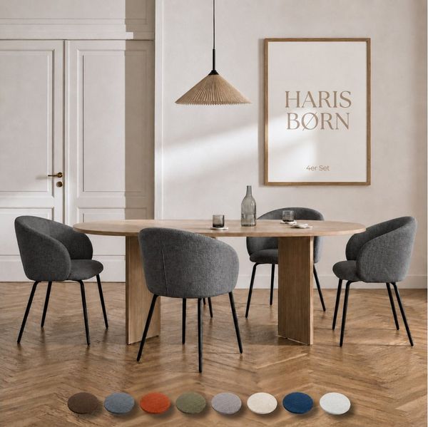 Haris Børn Esszimmerstuhl mit Armlehnen - Hochwertige Polsterstühle für Esszimmer (Set, 4 St), Premium Esszimmer Stühle & Wohnzimmer Stühle