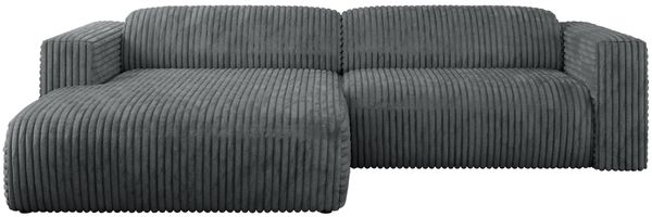 Ecksofa PASADENA, freistehendes Ecksofa, breite Armlehnen, Federsitz - links - Dunkelgrau Cord Bild 5
