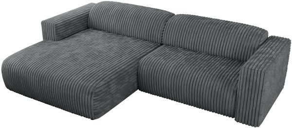 Ecksofa PASADENA, freistehendes Ecksofa, breite Armlehnen, Federsitz - links - Dunkelgrau Cord Bild 6