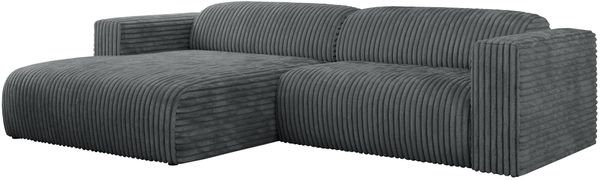 Ecksofa PASADENA, freistehendes Ecksofa, breite Armlehnen, Federsitz - links - Dunkelgrau Cord Bild 4