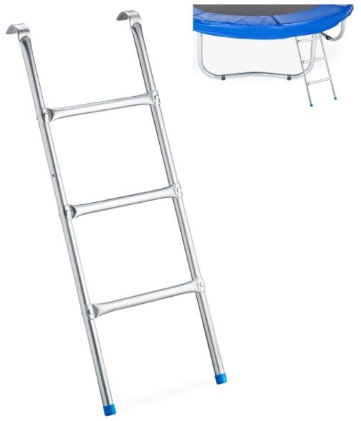 Leiter Trampolin, zum Einhängen, 3 Sprossen, Einstiegsleiter für Gartentrampolin, H x B: 97x38 cm, silber