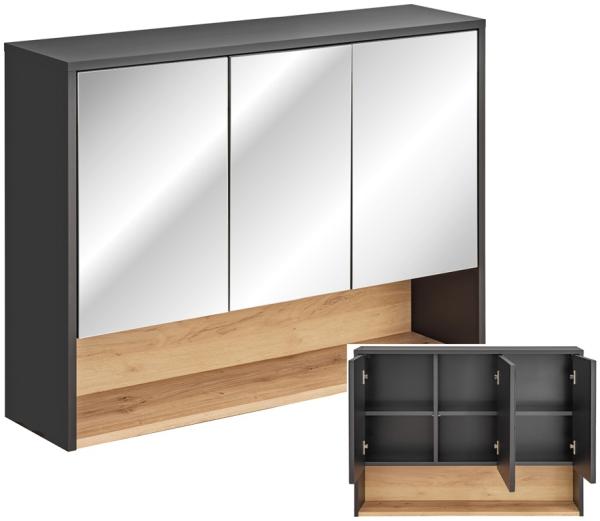 Spiegelschrank 100 cm BOLOGNA-56 in anthrazit mit Artisan Eiche Nb, B/H/T: ca. 100/75/25 cm