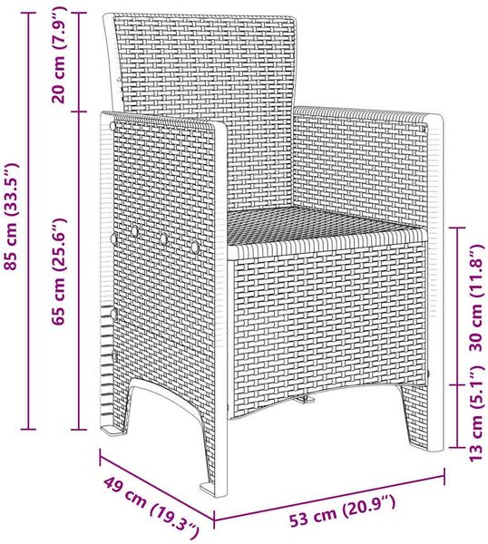 vidaXL Garten Essgruppe 13 pcs Hellgrau Polt Rattan 3378787 Bild 11
