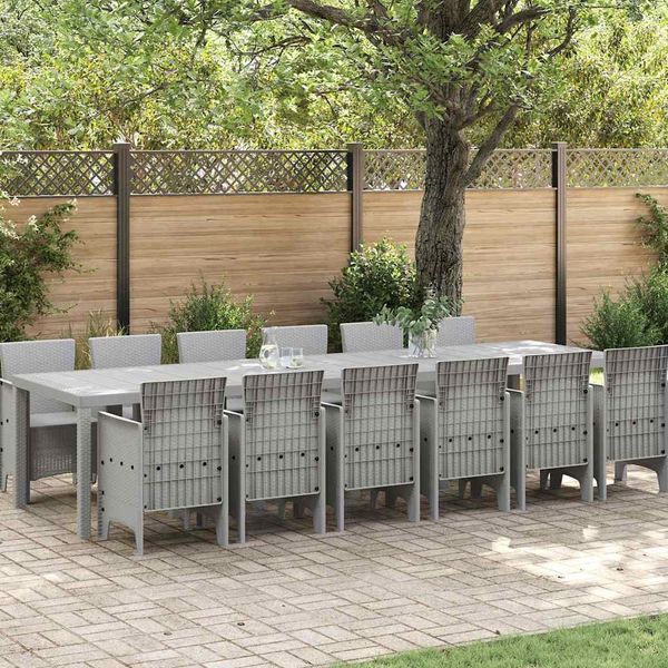 vidaXL Garten Essgruppe 13 pcs Hellgrau Polt Rattan 3378787