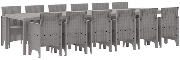 vidaXL Garten Essgruppe 13 pcs Hellgrau Polt Rattan 3378787 Bild 2
