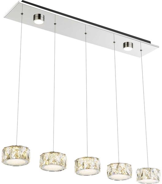 LED Hängeleuchte, Chrom, Glaskristalle, klar, Spots
