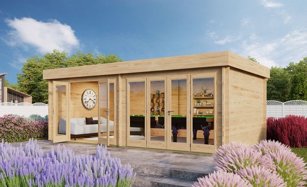 Fjordholz Gartenhaus Modell Kevin 44 Lichtgrau
