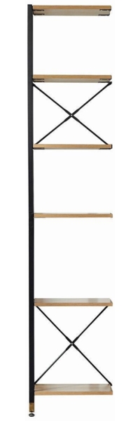 Regalerweiterung schmal MDF Akazie-Dekor Stahl Schwarz 6 Regalböden