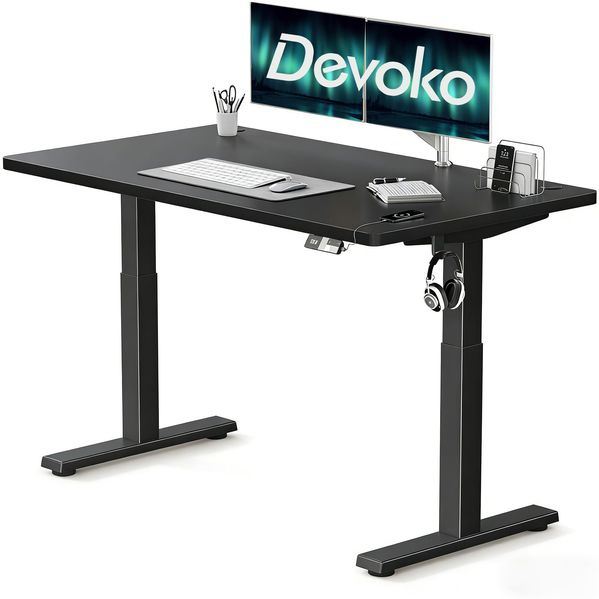 Devoko Höhenverstellbarer Schreibtisch 160x80 cm elektrisch, Höhenverstellung 71-121 cm mit Smart Control, 120 kg Tragkraft, für gesundes Arbeiten