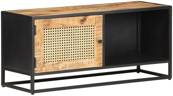 vidaXL TV-Schrank 90x30x40 cm Raues Mangoholz und Wiener Geflecht 323144