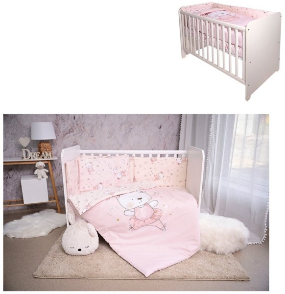 Lorelli Babybettwäsche Set Smile 6-teilig Decke 140x95 Kissen 43x35 Bett 120x60 rosa Bild 4