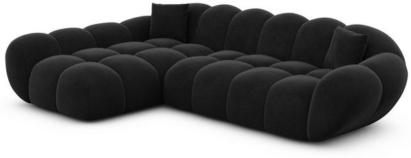 Sofa Dreams Polsterecke Maleron L Form kurz Stoffsofa, 4-Sitzer, Loungesofa, Ottomane links, Samtstoff Bezug in Schwarz