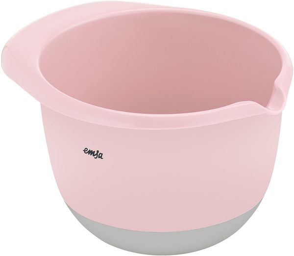 Emsa Prep&Bake Rührschüssel aus Kunststoff, 1,4 Liter, Rutschfester Boden, Ausgießrand, Stapelbar, Rosa, K3241434