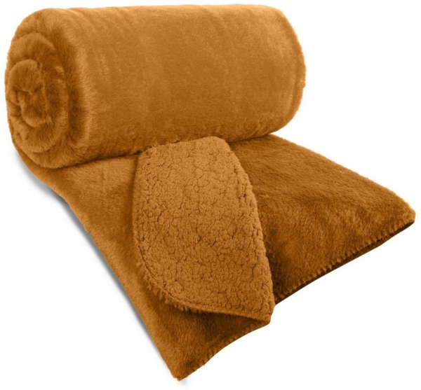 Eurofirany Tagesdecke Fellbettüberwurf NINA, Felloptik, eleganter Überwurf für Bett & Sofa beidseitig, kuschelweich