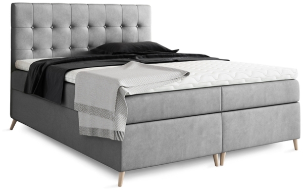 99rooms Sorento Boxspringbett Velours 160x200 cm Creme Bild 3