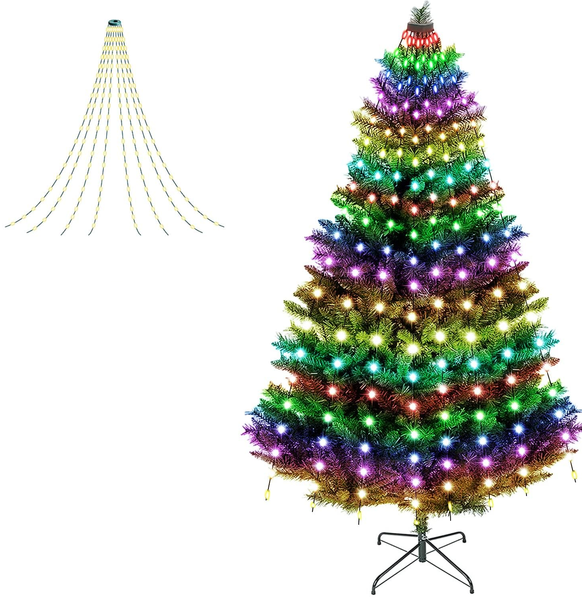LED-Vorhang mit 96 RGB LEDs, 8 Stränge a 1,8m, IP44, App-steuerbar