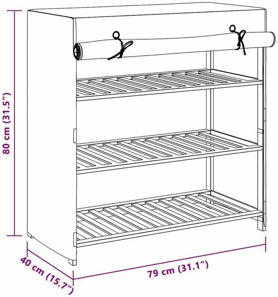 vidaXL Schuhschrank mit Abdeckung Grau 79 x 40 x 80 cm Stoff 248195 Bild 9