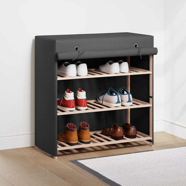 vidaXL Schuhschrank mit Abdeckung Grau 79 x 40 x 80 cm Stoff 248195