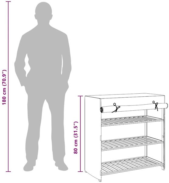 vidaXL Schuhschrank mit Abdeckung Grau 79 x 40 x 80 cm Stoff 248195 Bild 10