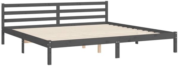 vidaXL Massivholzbett mit Kopfteil Grau 200x200 cm 3194333 Bild 9