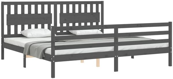 vidaXL Massivholzbett mit Kopfteil Grau 200x200 cm 3194333 Bild 4