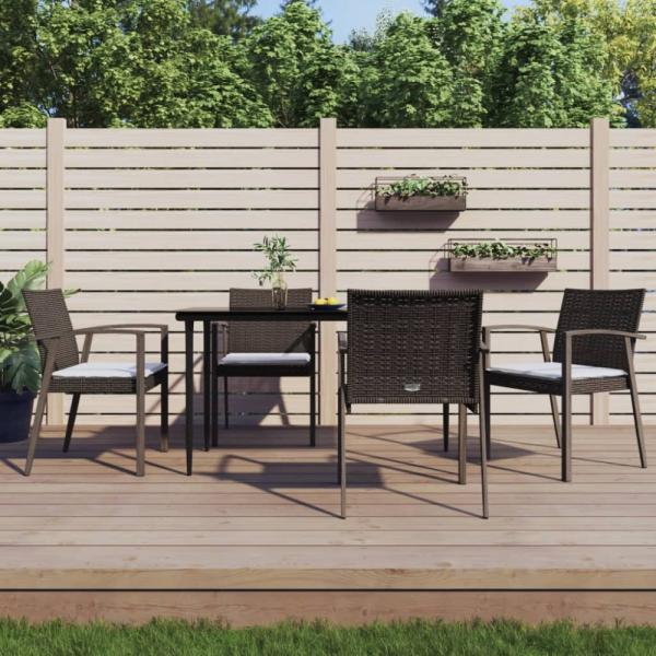 vidaXL Gartenstühle mit Kissen 4 Stk. Braun 56,5 x 57 x 83 cm Poly Rattan 3187077