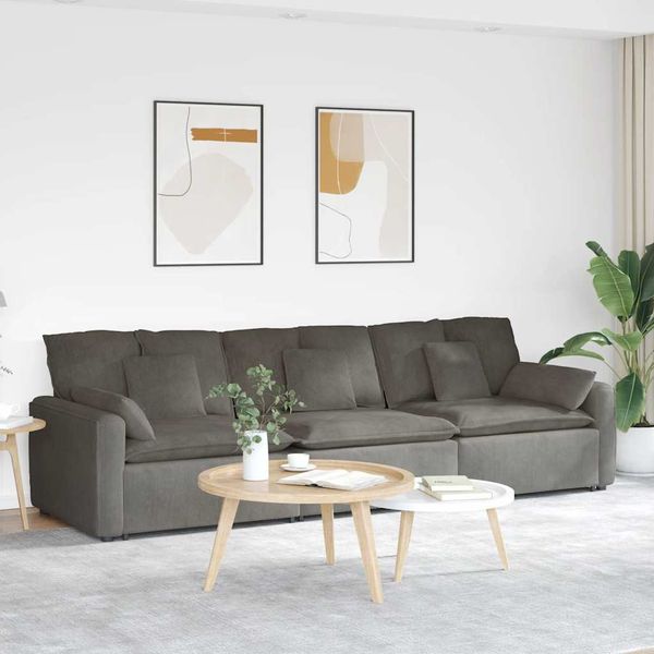 vidaXL Modulares Sofa mit Kissen Hellgrau 3321107