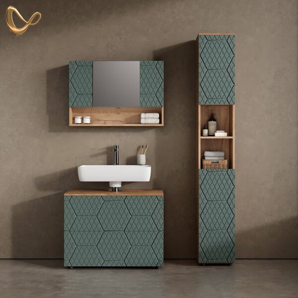 Livinity® Hochschrank Ronco, Grün/Goldkraft Eiche/Grün, 30 x 192 cm (1-St)