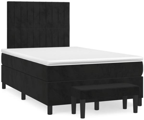 vidaXL Boxspringbett mit Matratze Schwarz 120x190 cm Samt 3270483