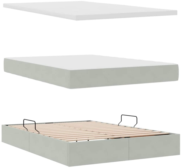 vidaXL Bett mit LED-Lichtleisten Hellgrau 140 x 190 cm Samt 3371391 Bild 8