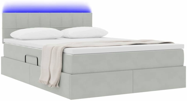 vidaXL Bett mit LED-Lichtleisten Hellgrau 140 x 190 cm Samt 3371391 Bild 2
