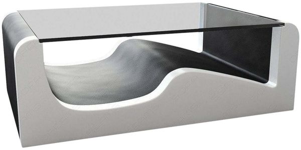 Couchtisch Wave - Kunstleder - schwarz-weiß