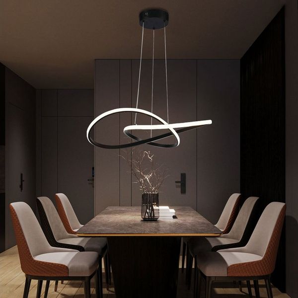 V-TAC LED-Hängeleuchte, Leuchtmittel nicht inklusive, Warmweiß, LED Hängeleuchte Esszimmerlampe Aluminium schwarz geschwungen D 50 cm