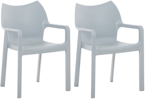 CLP 2er Set Stapelstuhl DIVA Kunststoff-Gartenstuhl mit Armlehnen,hellgrau