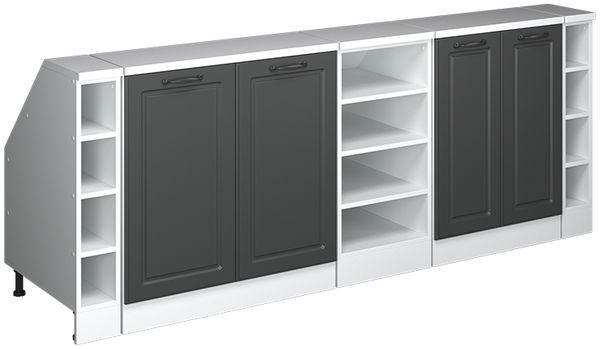 Dachschrägenschrank-Set Rion Anthrazit Landhaus 210 cm 5er Set Schrankkorpuss 60 cm Tiefe Vicco