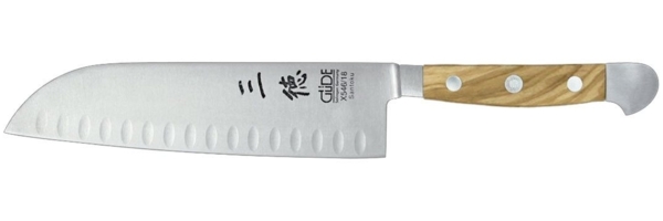 Santoku mit Kulle groß X546/18 von GÜDE, Serie Alpha Olive, 18 cm Klinge