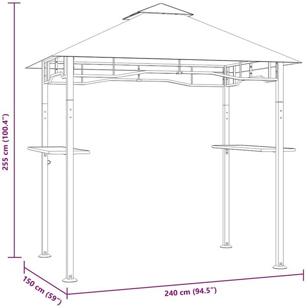 Gartenpavillon | BBQ-Pavillon 240x150x255 cm Anthrazit Stahl Bild 8