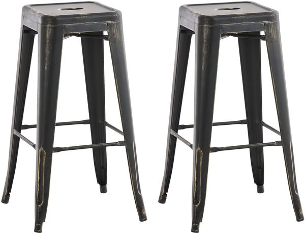 2er Set Barhocker Joshua, schwarz-gold
