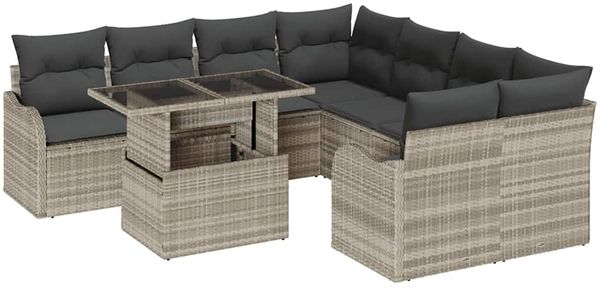 vidaXL Gartensofa-set mit Kissen mit Kissen 9 pcs Hellgrau Polyrattan 3357175 Bild 2