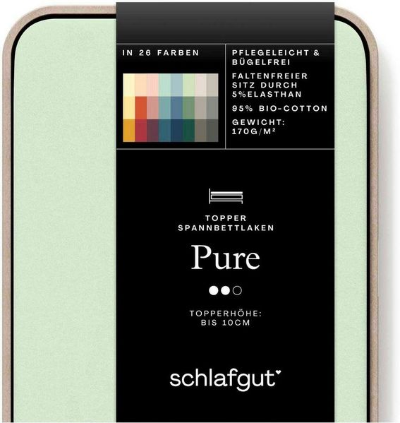 Schlafgut 'PURE TOPPER' Spannbettlaken, für Topper bis 10 cm Höhe, Green Light, L 140x200cm - 160x220cm, 100% Bio-Baumwolle Bild 2