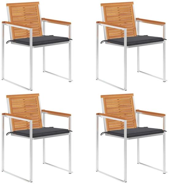 vidaXL Gartenstühle 4 Stk. mit Kissen Massivholz Akazie 3078470