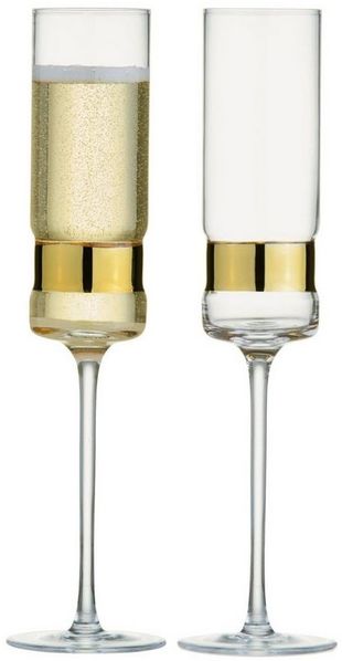 2er Set Anton Studio Designs SoHo Champagnerflöten Sektgläser gold